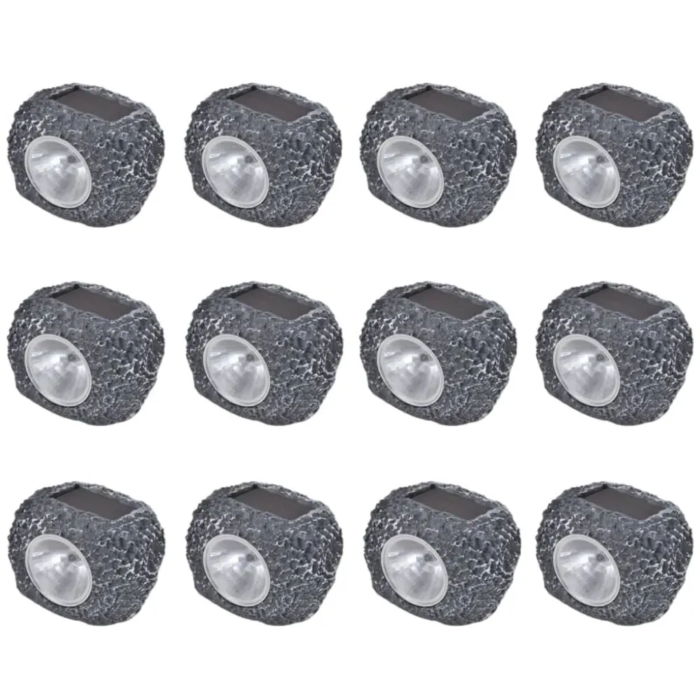 Holofote de exterior com LEDs energia solar 12 pcs forma de pedra
