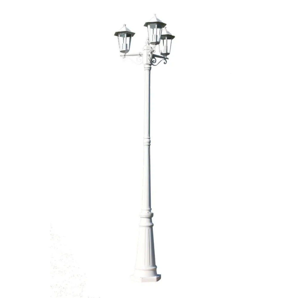 Kingston Candeeiro de pé para jardim 3 braços / 215 cm Branco