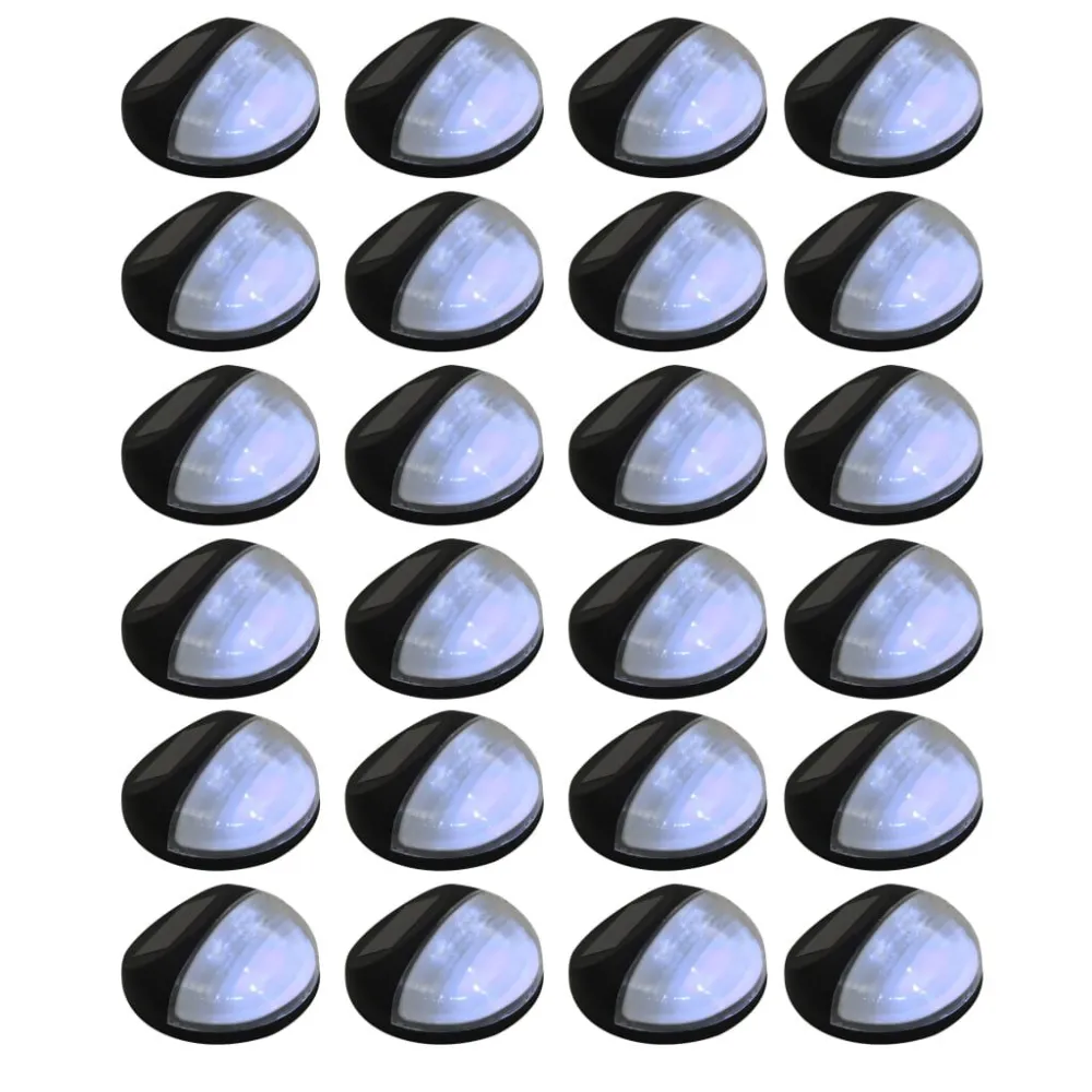 Lâmpada com Sensor Candeeiro de parede solar LED de exterior 24 pcs preto redondo