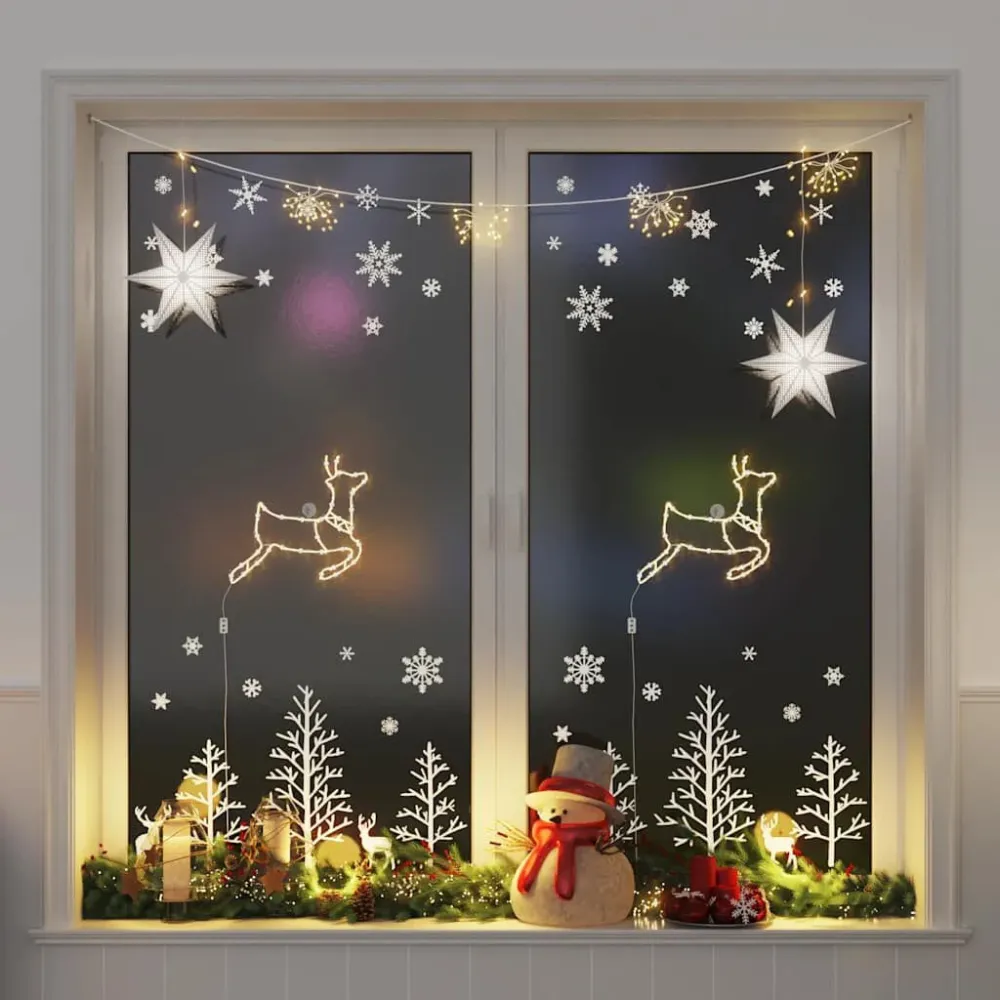 Luzes de Natal Silhueta de rena 2 pcs 35 LEDs branco ameno