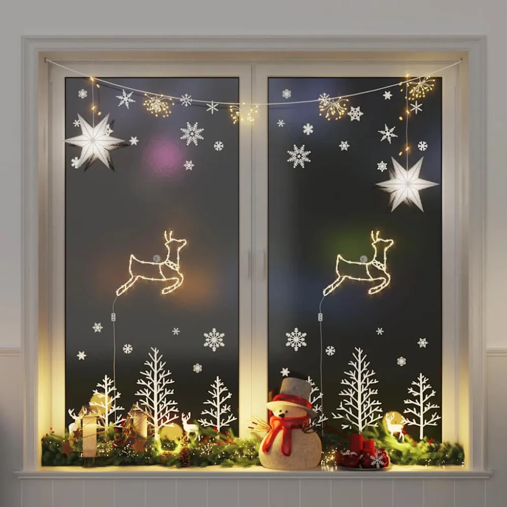 Luzes de Natal Silhueta de rena 2 pcs 35 LEDs branco ameno