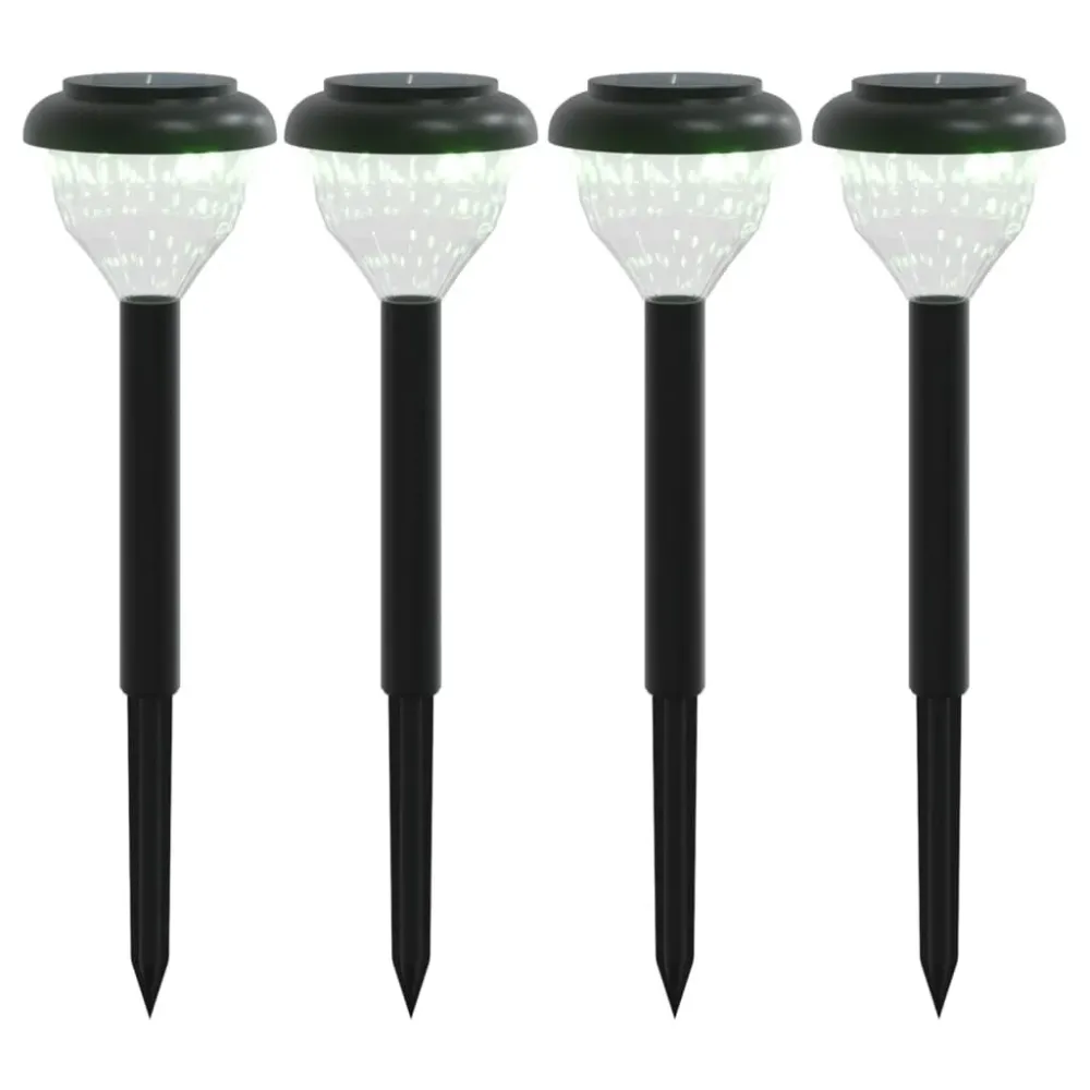 Luzes solares para caminhos com espigões 4 pcs branco abrasador e RGB