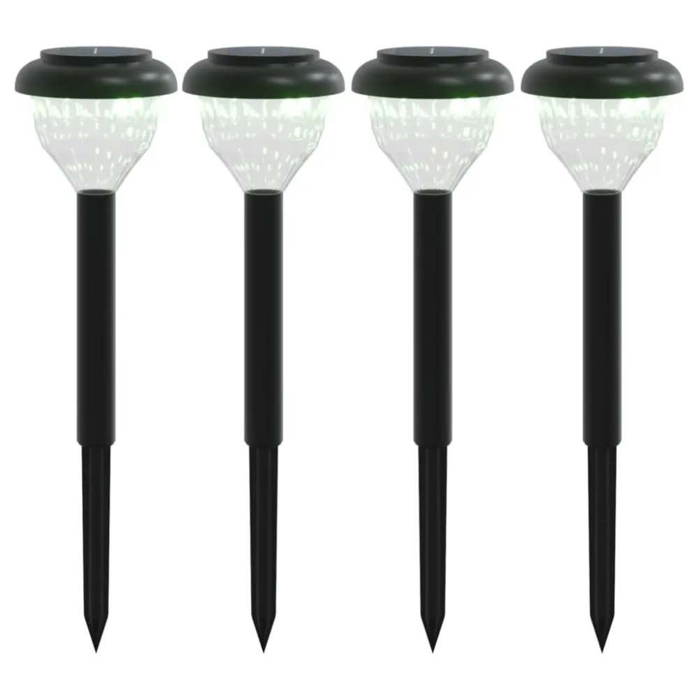 Luzes solares para caminhos com espigões 4 pcs branco abrasador e RGB