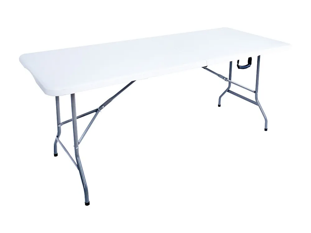 Mesa Dobrável Balcão de Campismo de ço Hdpe Branco 74x180x74