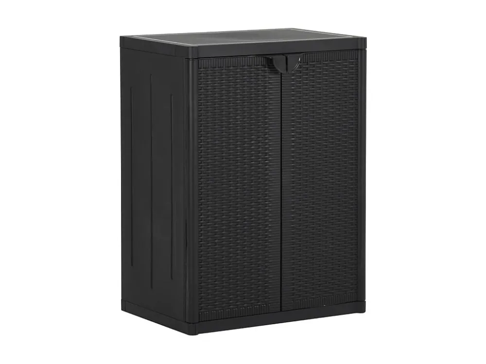 Móvel de arrumação para jardim 65x45x88 cm vime PP preto PT611252