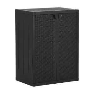 Móvel de arrumação para jardim 65x45x88 cm vime PP preto PT611252