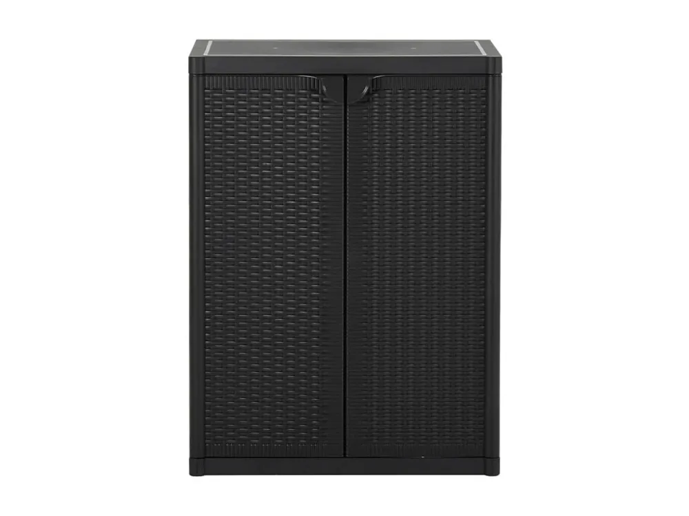 Móvel de arrumação para jardim 65x45x88 cm vime PP preto PT611252