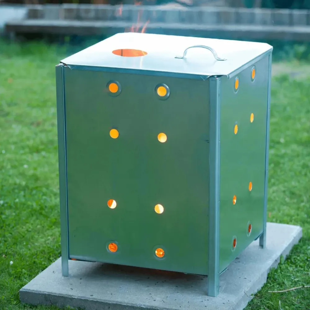 Nature Incinerador de jardim quadrado 46x46x65 cm ço galvanizado