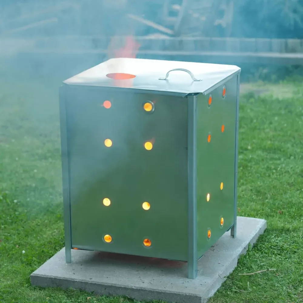Nature Incinerador de jardim quadrado 46x46x65 cm ço galvanizado