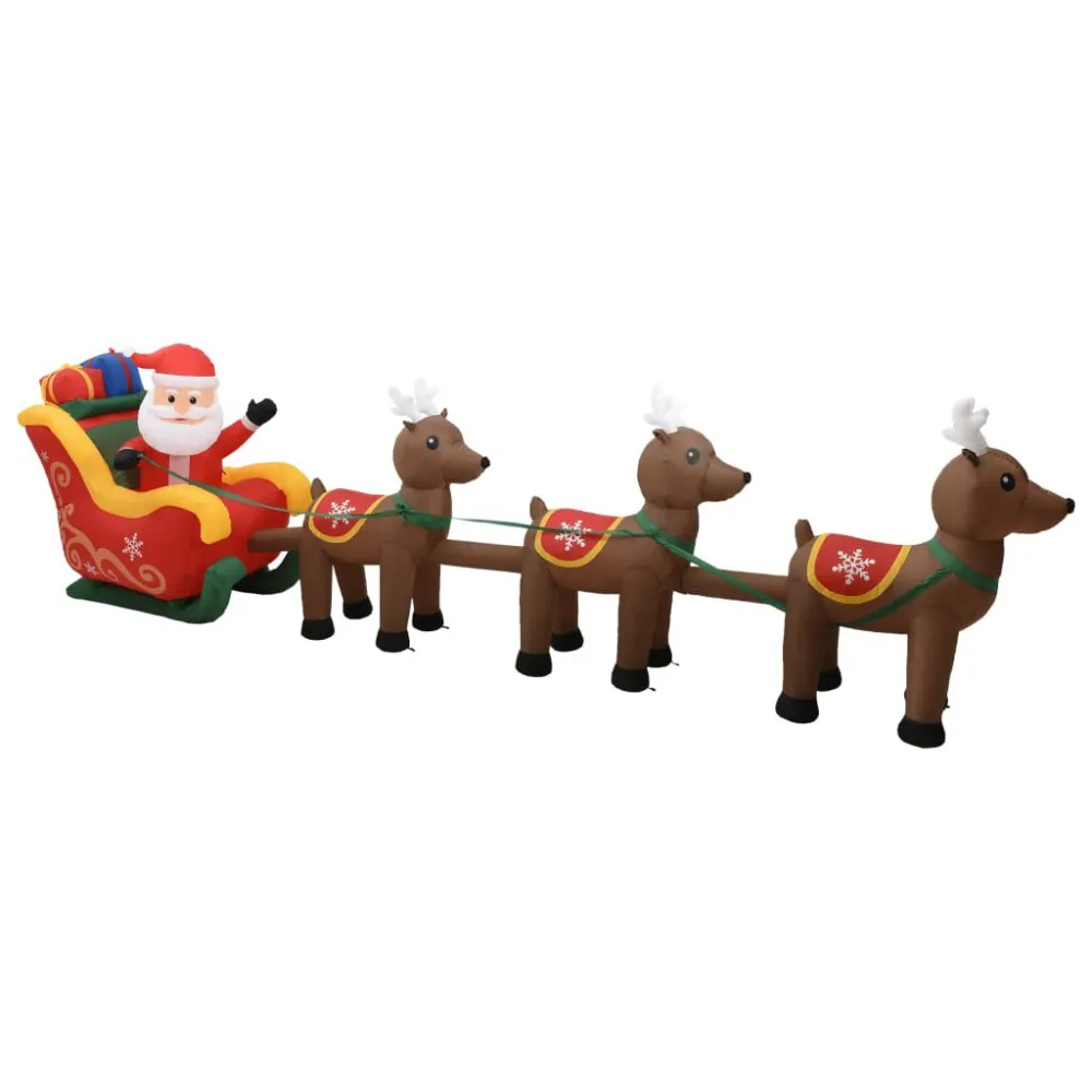 Pai Natal e renas insufláveis LED 490 cm