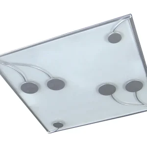Plafonier TOSEL FLEUR DE OJO vidro quadrado cinza D31 x H7,5 cm