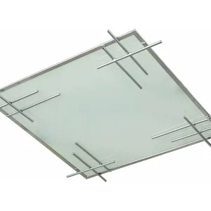 Plafonier TOSEL TOKYO vidro quadrado alumínio D35 x H7,5 cm