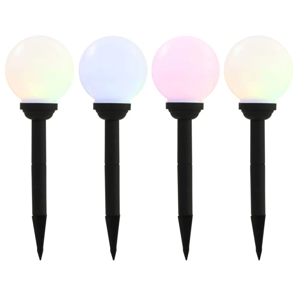 Poste de Jardim Candeeiro solar de exterior LED 4 pcs esférico 15 cm RGB