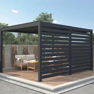 Pérgola bioclimática autoportante em alumínio 12 m² antracite com claustra - AMADORA