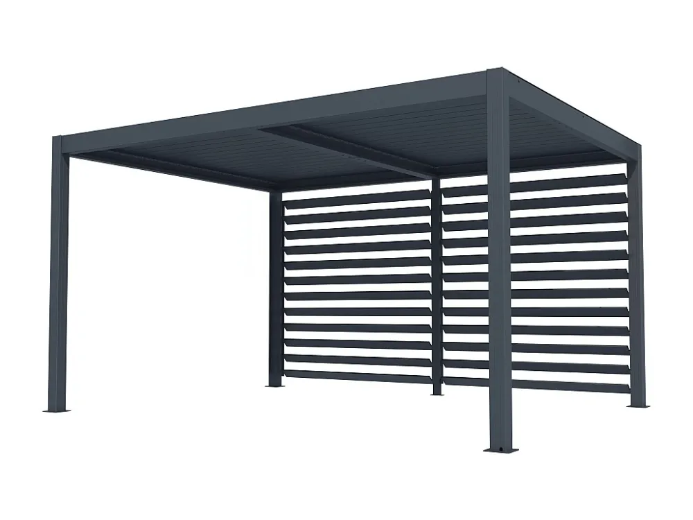 Pérgola bioclimática autoportante em alumínio 12 m² antracite com claustra - AMADORA