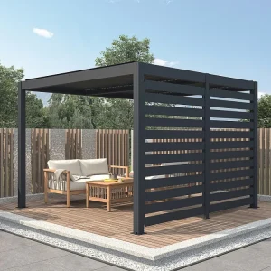Pérgola bioclimática autoportante em alumínio 12 m² antracite com claustra - AMADORA