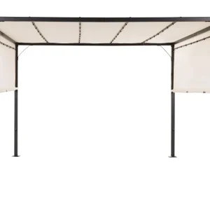 Pérgula de jardim creme com iluminação LED 310 x 310 cm PARGA