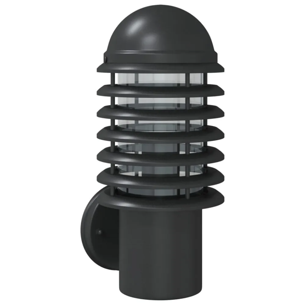 Refletor LED Solar Candeeiro de parede para exterior ço inoxidável preto