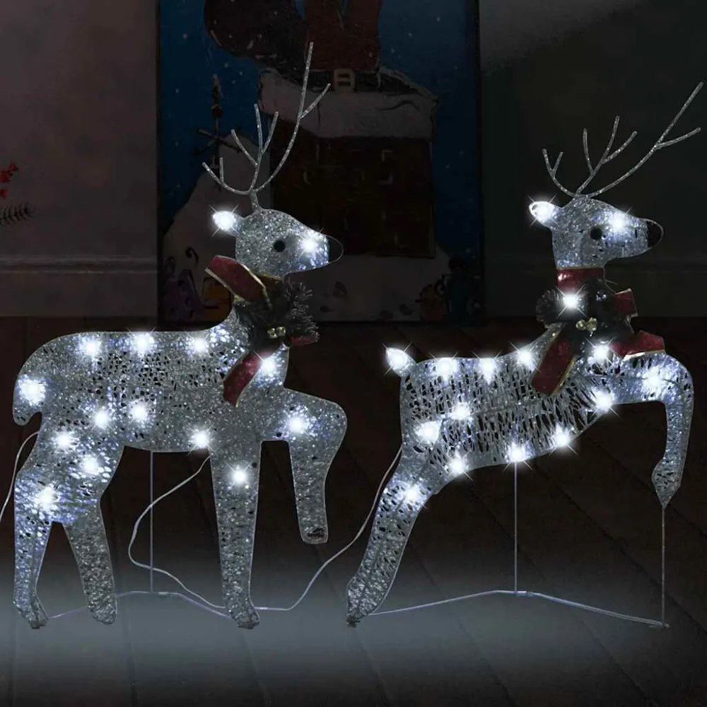 Renas de Natal 2 pcs 40 LEDs prateado