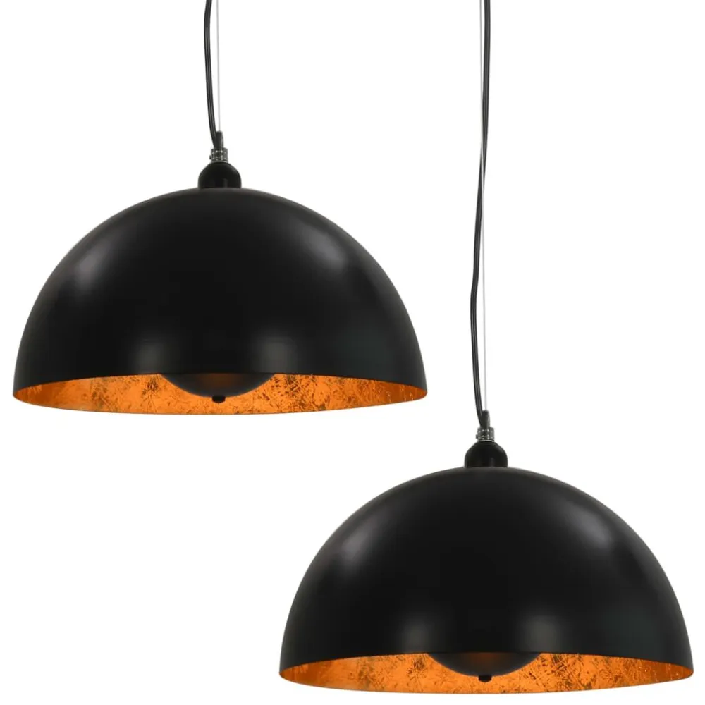 Resistente à Intempérie Candeeiros de teto 2 pcs semiesférico 40 cm E27 preto e dourado