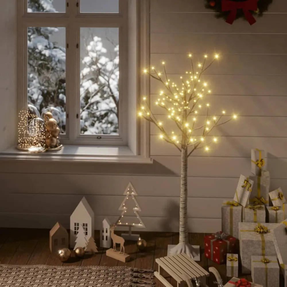 Árvore de Natal 120 LEDs salgueiro int./ext. 1,2m branco aconchegante