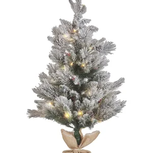 Árvore de natal com iluminação em pano de juta 90 cm branca MALIGNE