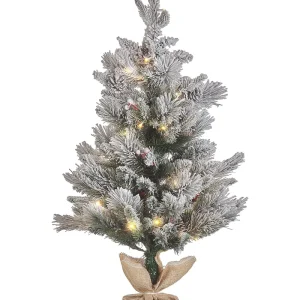 Árvore de natal com iluminação em pano de juta 90 cm branca MALIGNE