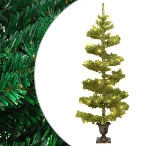 Árvore de Natal rotativa com vaso e LEDs PVC 120 cm verde