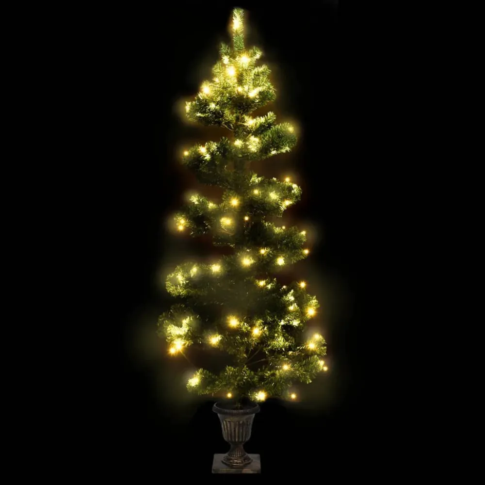 Árvore de Natal rotativa pré-iluminada + vaso PVC 120 cm verde