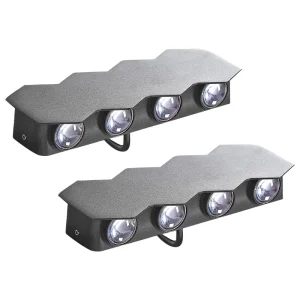 Set 2 Outdoor LED Wall Lights Negro WELDON