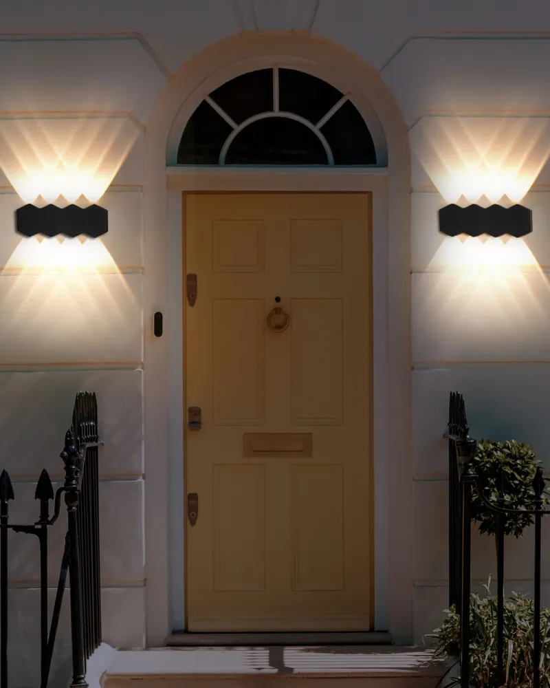 Set 2 Outdoor LED Wall Lights Negro WELDON