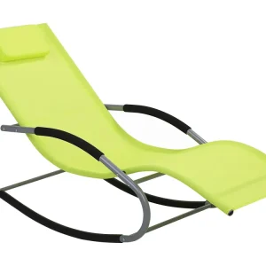 Steel Rocking Sun Lounger Lime Musgo CARANO