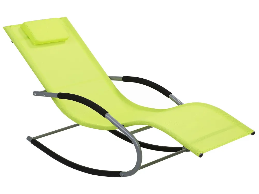 Steel Rocking Sun Lounger Lime Musgo CARANO
