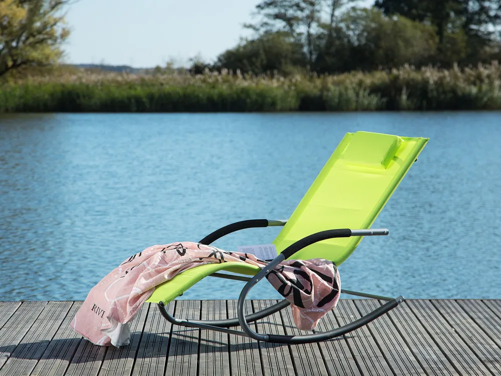 Steel Rocking Sun Lounger Lime Musgo CARANO