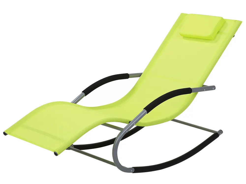 Steel Rocking Sun Lounger Lime Musgo CARANO