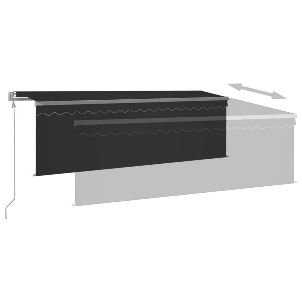 Toldo automático com estore/LED/sensor de vento 4x3 m antracite