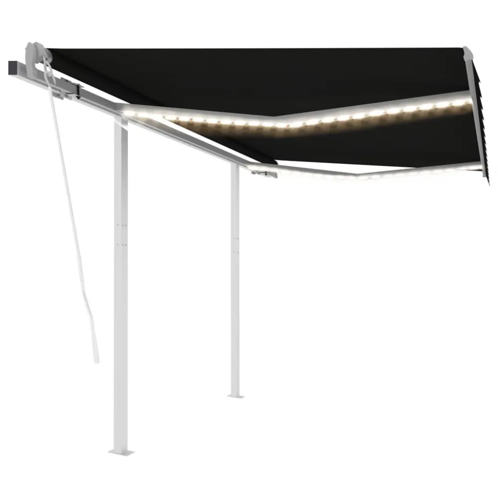 Toldo automático com LED e sensor de vento 3x2,5 m antracite