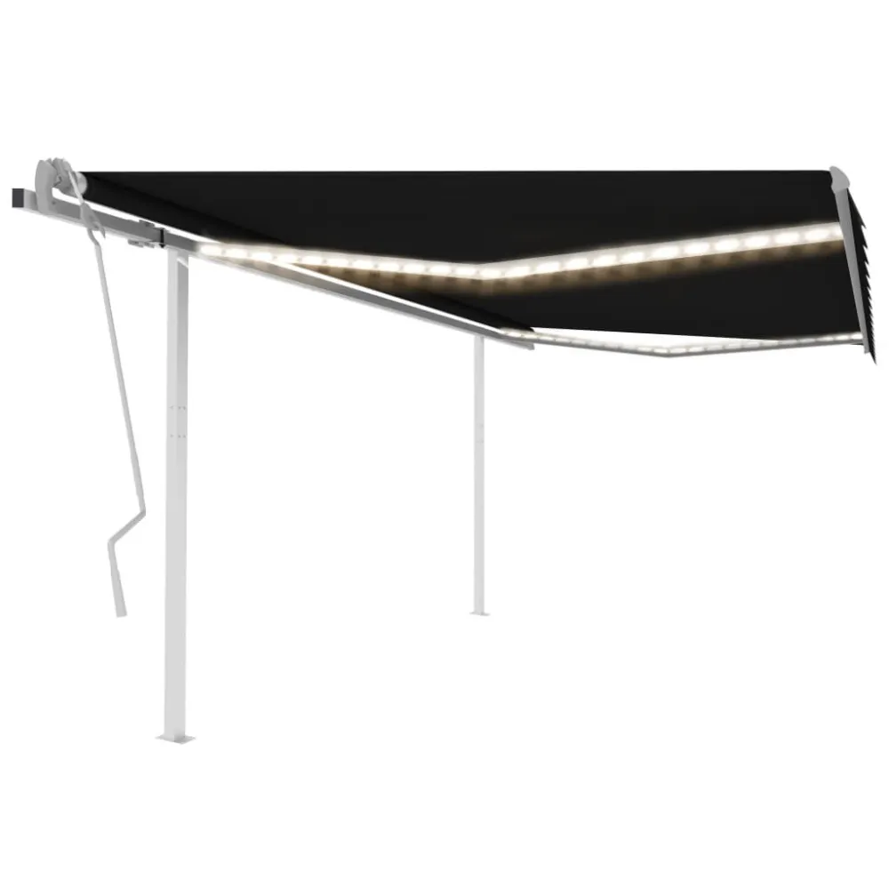 Toldo retrátil mecânico com luzes LED 4x3 m antracite