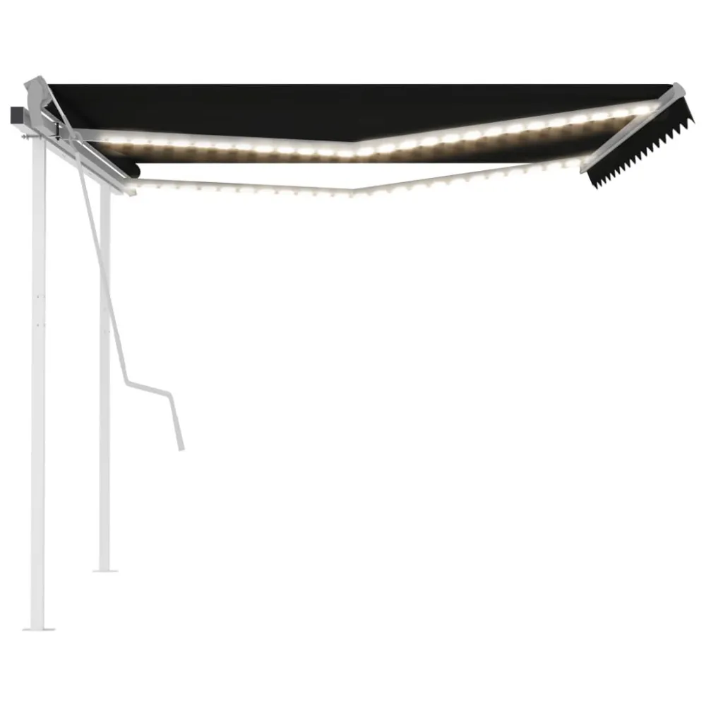 Toldo retrátil mecânico com luzes LED 4x3 m antracite