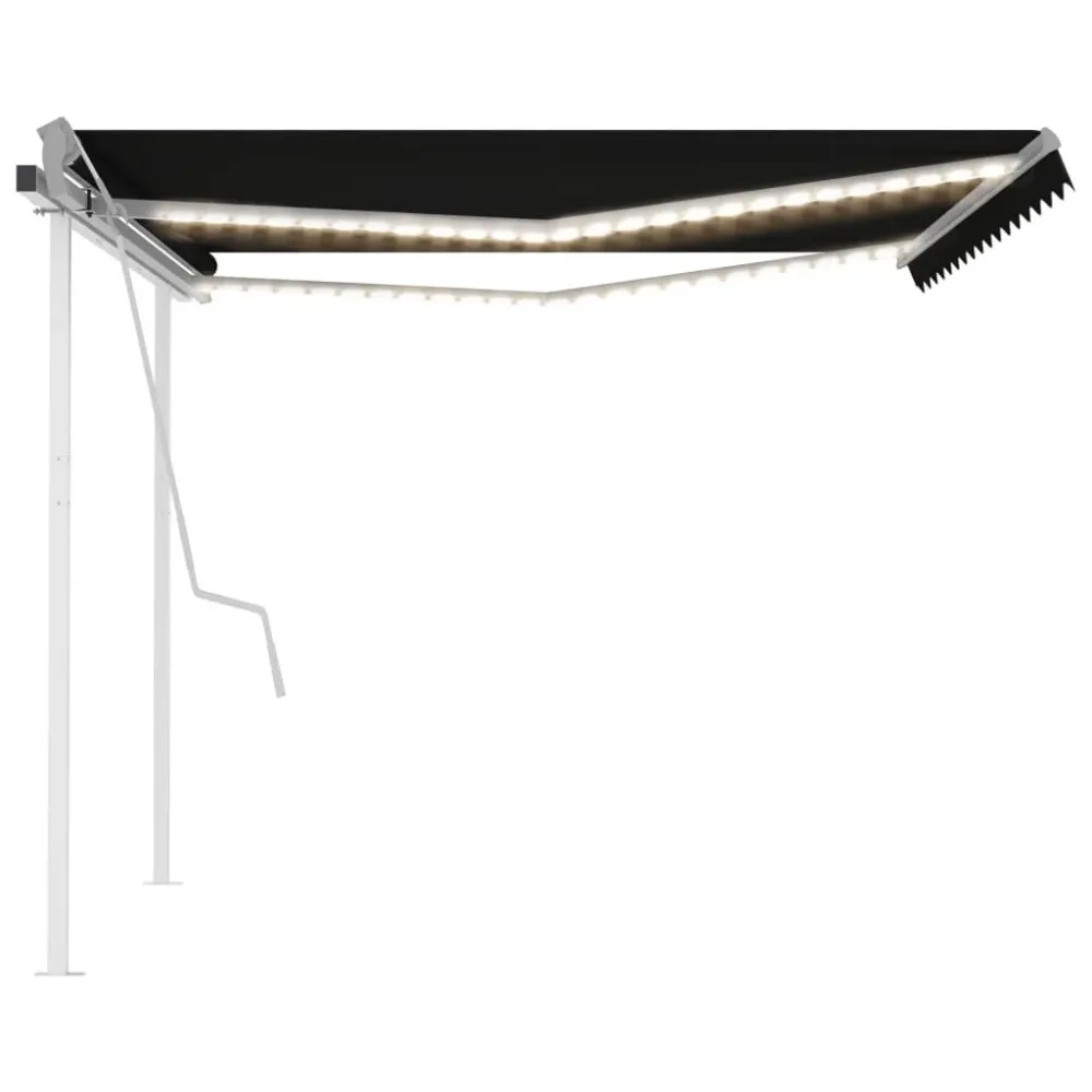 Toldo retrátil mecânico com luzes LED 4x3 m antracite