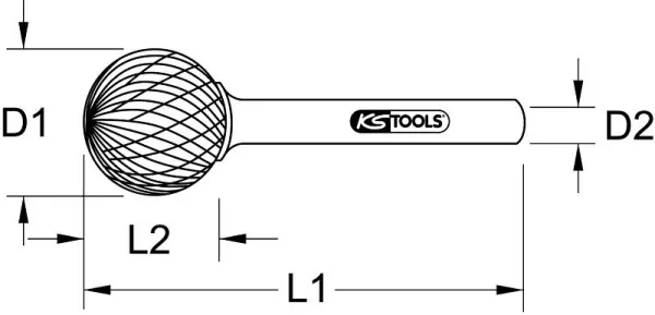 KS Tools Fresa esférica HM forma D, 3mm, 515.3281