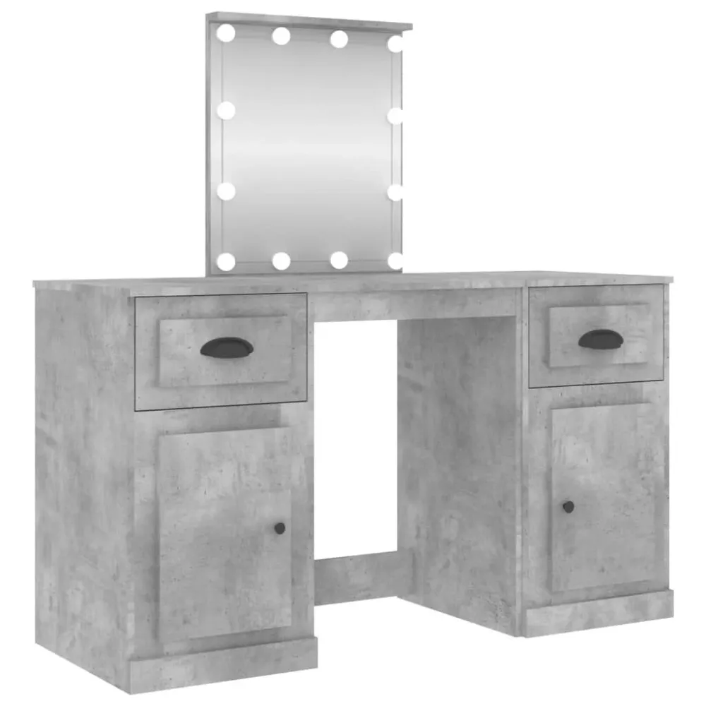 Toucador com luzes LED 130x50x132,5 cm cinzento cimento
