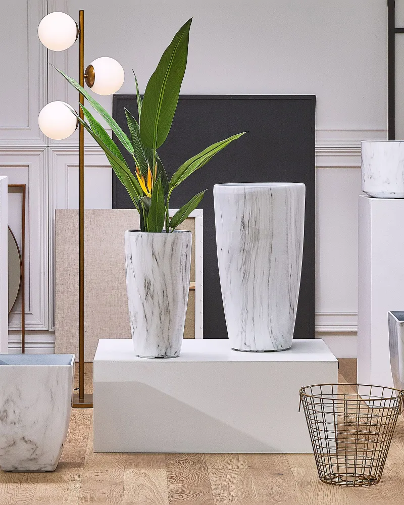 Vaso para plantas com efeito de mármore branca 32 x 32 x 58 cm LIMENARI