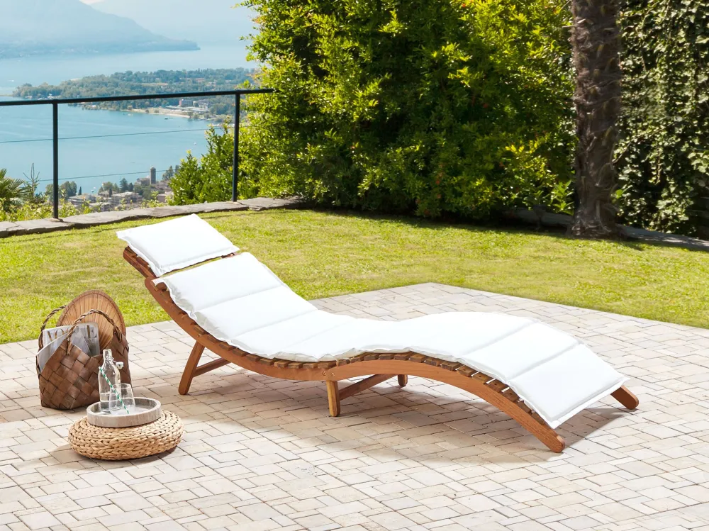 Wooden Sun Lounger Cushion Pérola LUINO