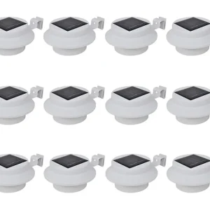 Candeeiros solares de exterior LED para vedações 12 pcs branco PT886204