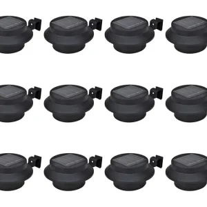 Candeeiros solares de exterior LED para vedações 12 pcs preto PT191185