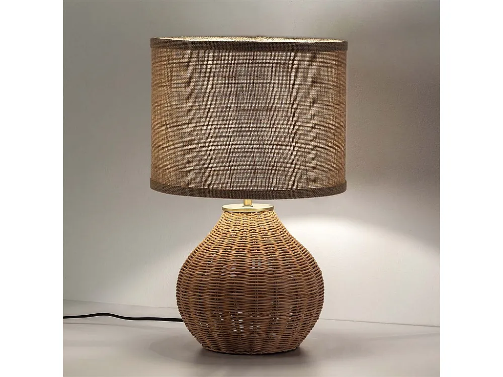 Fita LED à Prova d'Água Lâmpada de mesa Naoko de vime integral, diâmetro 31 cm