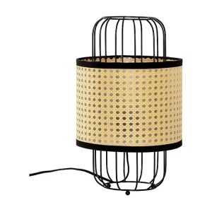 Luminária de mesa Nozomi de vime sintético, diâmetro 38 cm.