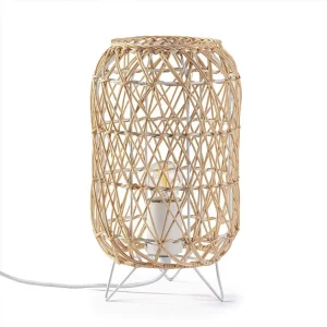 Luminária de mesa Yoki de vime orgânico, diâmetro 18,5 cm.