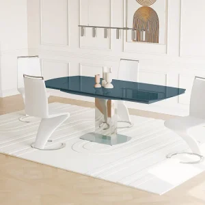Mesa extensível TALICIA -Vidro temperado e metálico -Cinzento